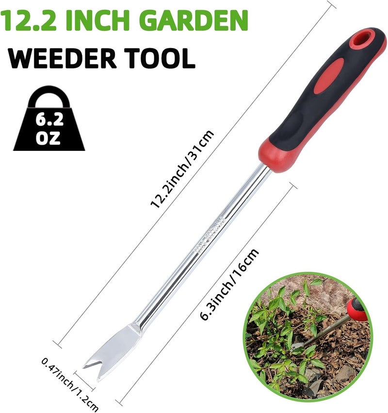 KLDOLLAR Weed Puller Tool, Dandelion Weeder Puller Tool with Soft Handle, Two-Pronged Fork Weed Remover Tool for Easy Weed Removal, Stainless Steel Garden Weeder Tool for Lawn Farmland Gardening Tools - Image 2